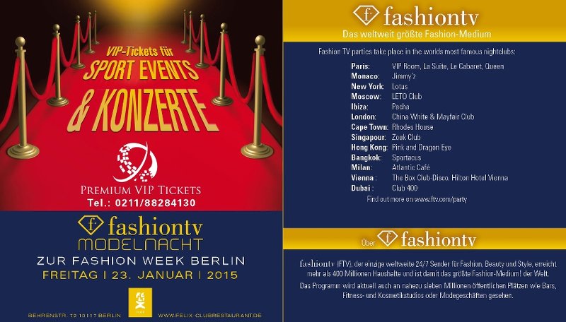 Flyer Premium VIP Tickets 23.01.2015 | Michael Ammer Events